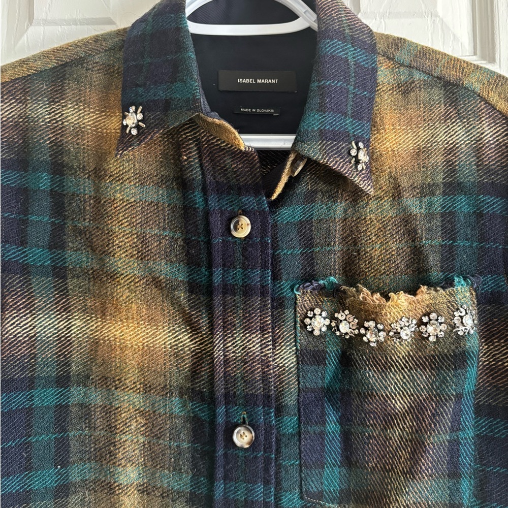 Isabel Marant Multicolor Plaid Shirt with Jewel Accents